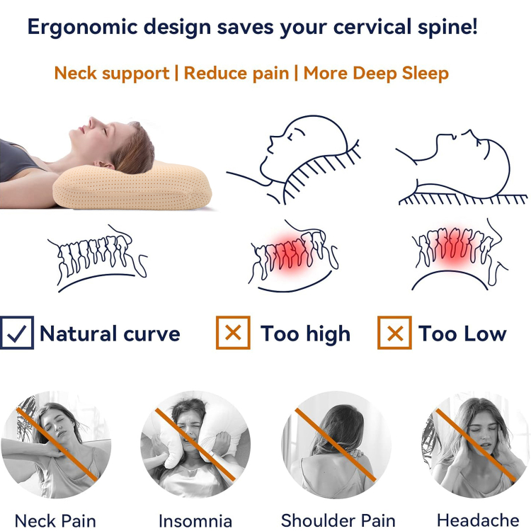 Ergonomic Silicone Pillow, Neck Support Pillow