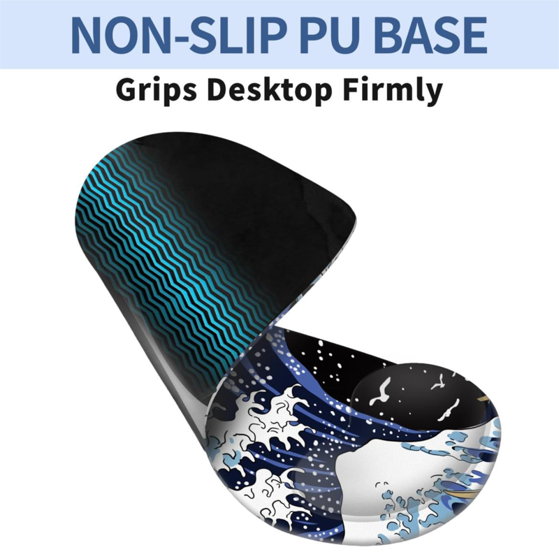 Ergonomic mouse pad, gel wrist non-slip PU base with wrist support for office homes