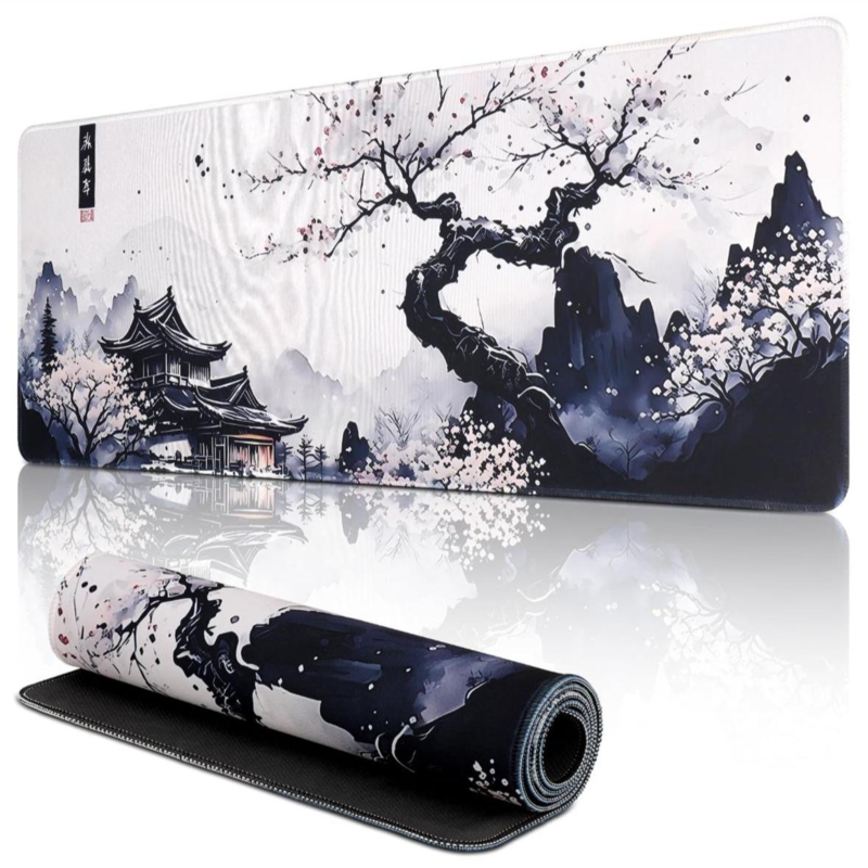 XXL, Gaming mousepad 80 cm x 30 cm, large mousepad with sewn edge, non-slip desk mat, extended large mouse pad for office and home desk mat