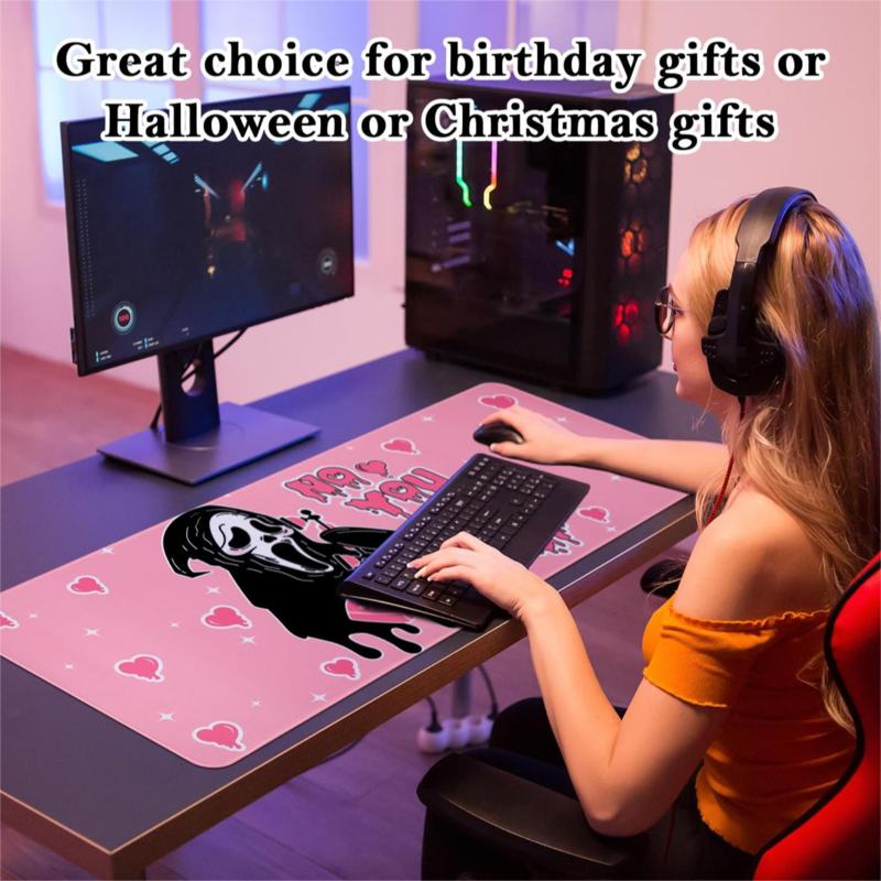 Halloween Ghost Game mouse pad Mouse pad with sewn edge, non-slip rubber desk mat