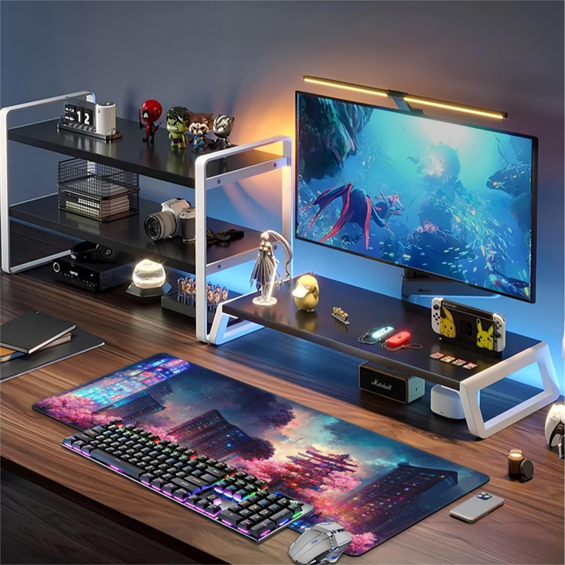 Beautiful night scene game keyboard mouse pad, non-slip rubber base table pad waterproof mouse pad