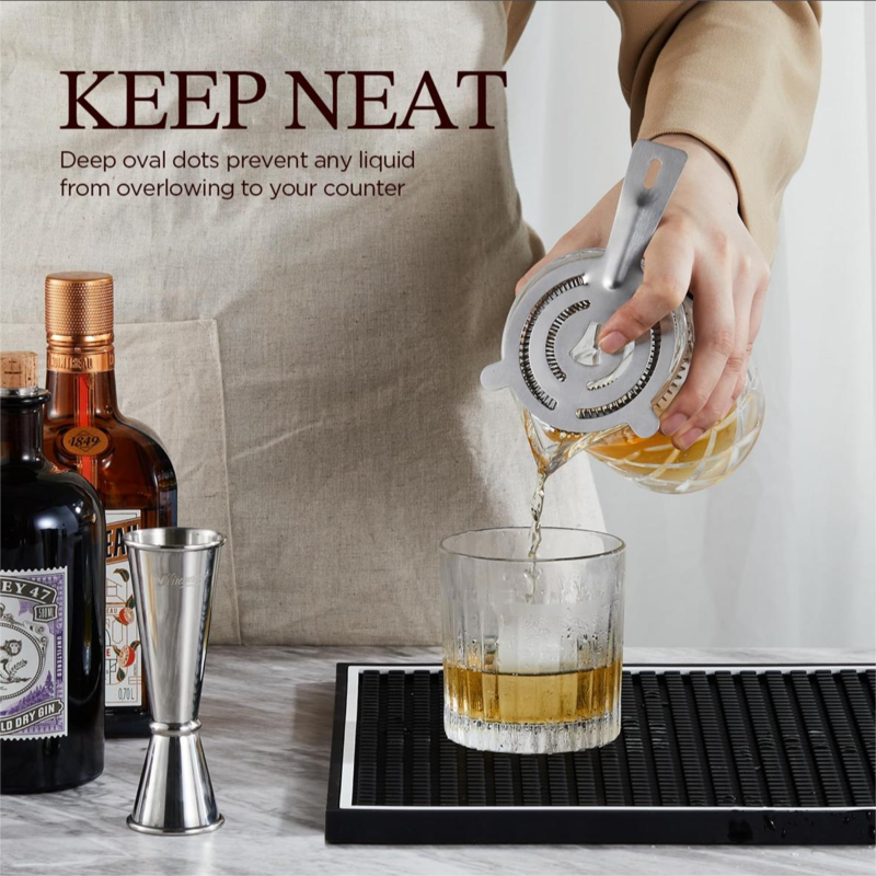 The large bar mat is stylish and beautiful to meet the needs of every bartender