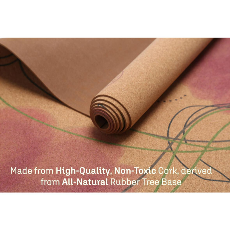 Premium natural rubber thick cork non-slip 3mm thick yoga mat provides superior support and comfort