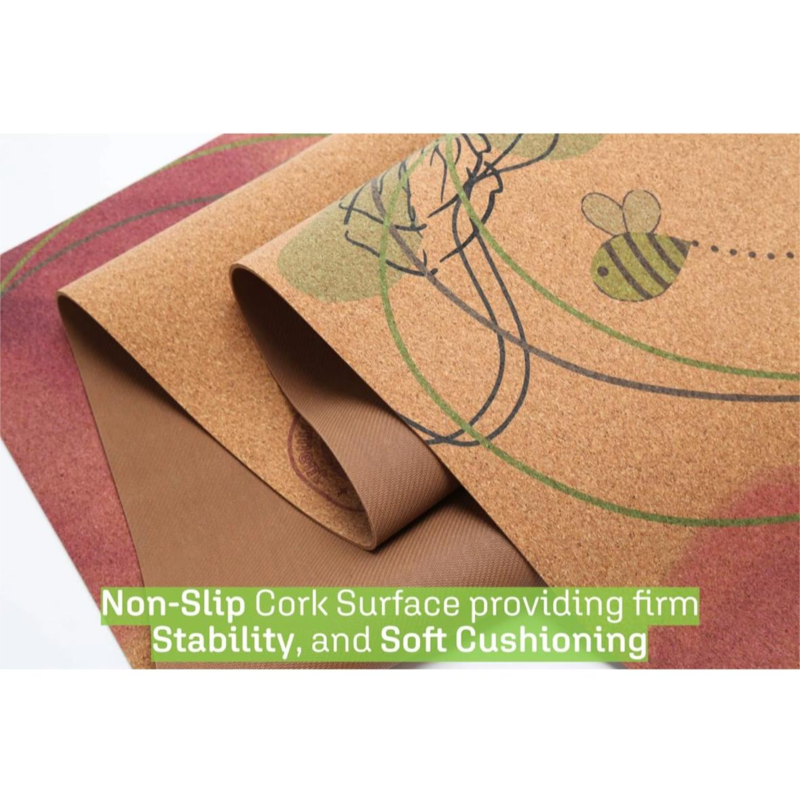 Premium natural rubber thick cork non-slip 3mm thick yoga mat provides superior support and comfort