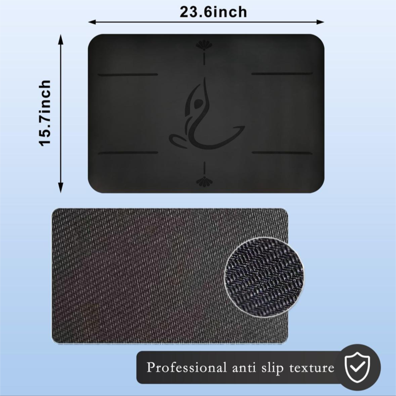 Black 23.62x15.74x0.17 inch yoga mat,