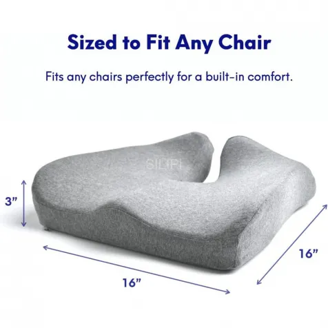 Patented pressure-relieving seat cushion for office chairs and car seats