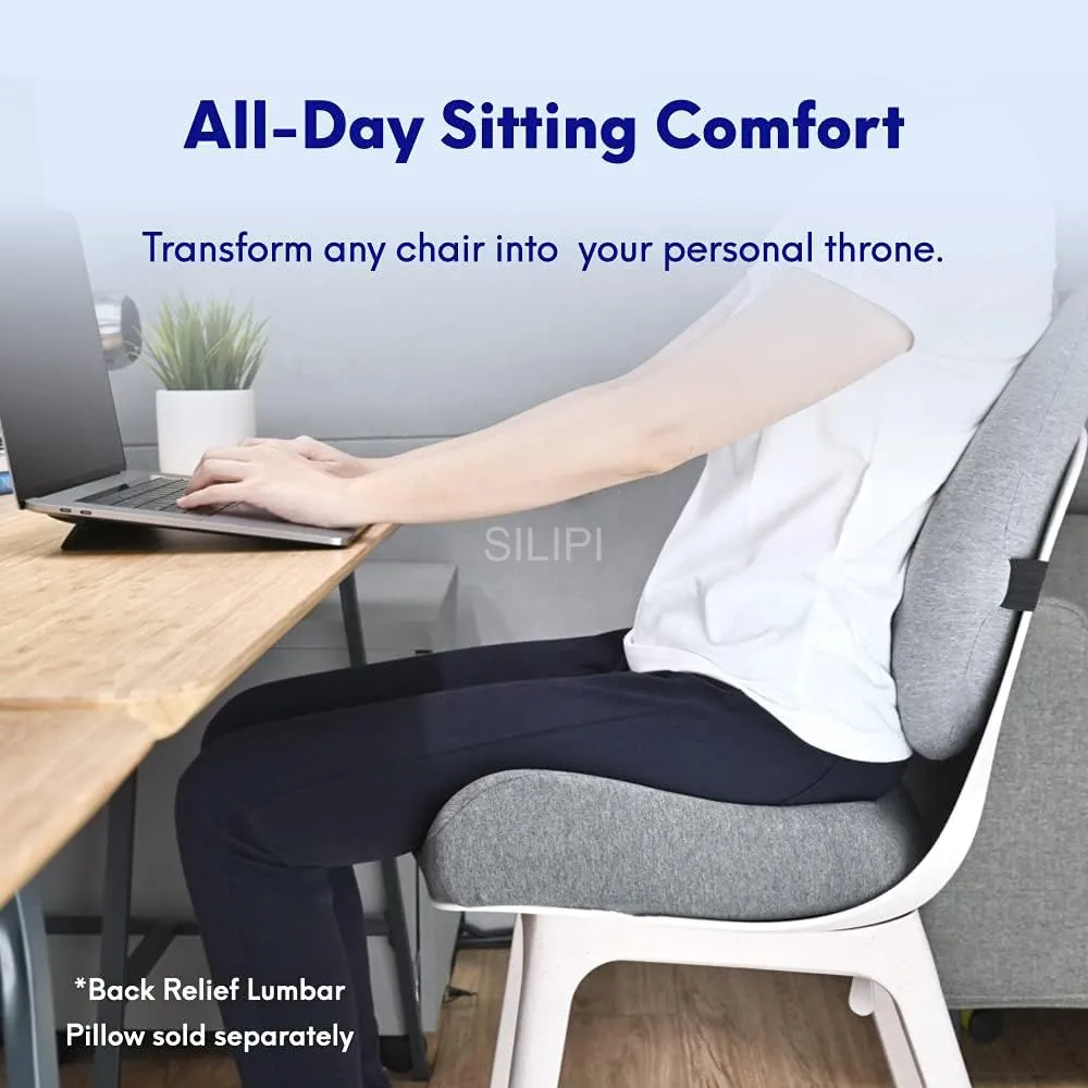 Patented pressure-relieving seat cushion for office chairs and car seats