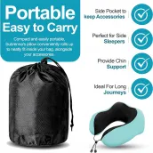 Adjustable Travel Pillow, Memory Foam Travel Neck Pillow