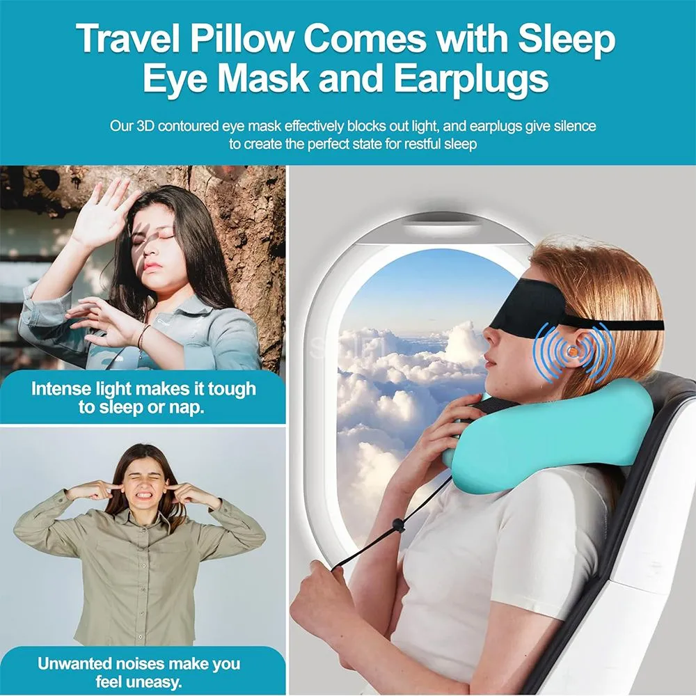 Adjustable Travel Pillow, Memory Foam Travel Neck Pillow