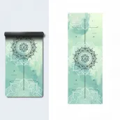 PU natural rubber yoga mat with bright green pattern