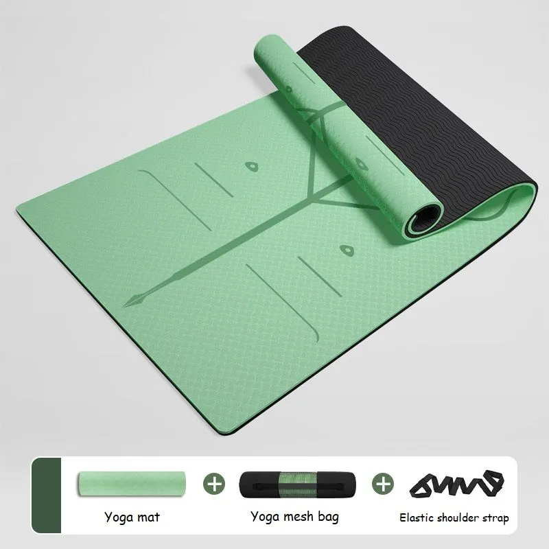 Green no pattern can be customized yoga mat TPE material wicking sweat non-slip yoga fitness dance essential