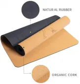 Anti Slip Natural Rubber Eco Environmental Cork Yoga Mat with Resistance Bands