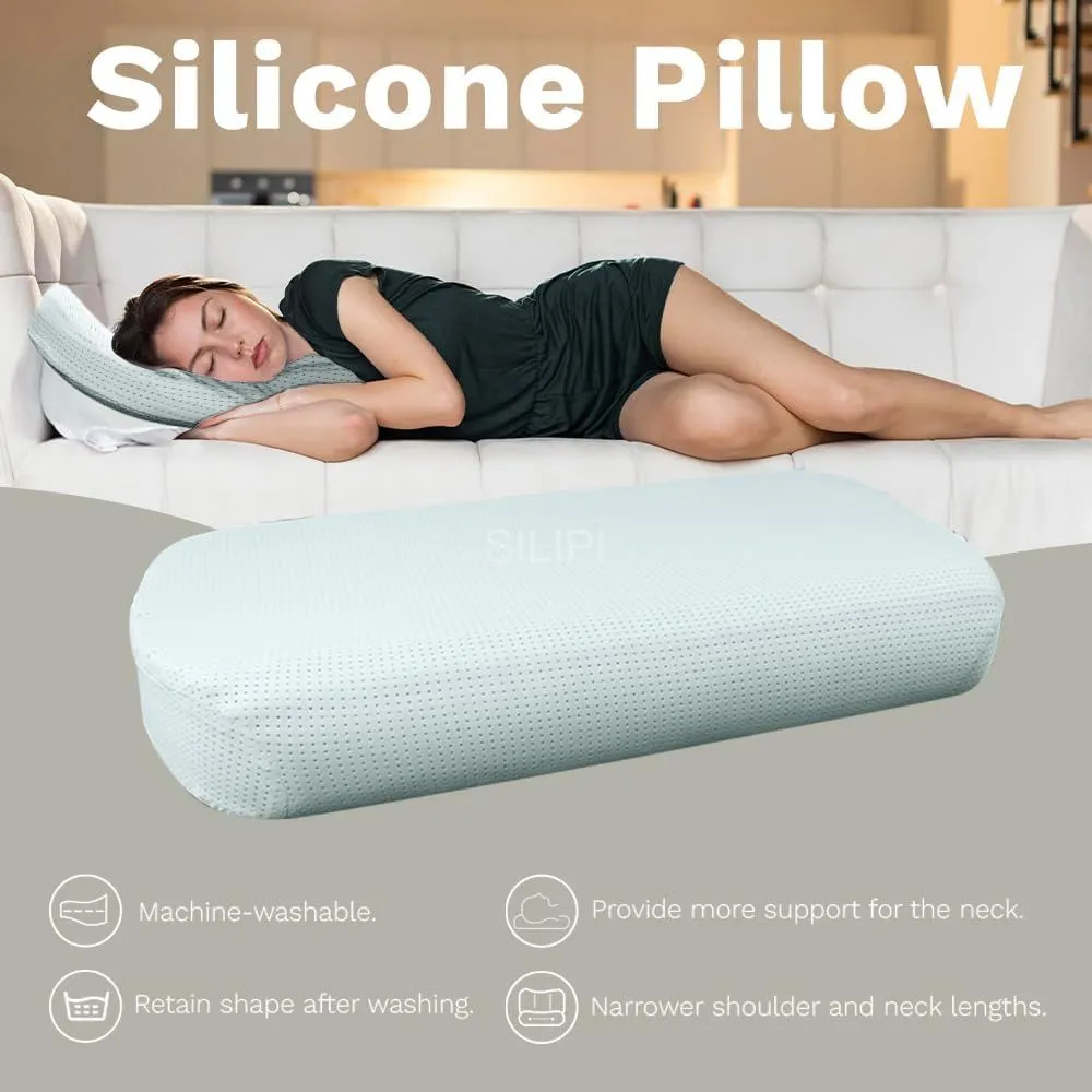 Silicone Antibacterial and Anti-mite Pillows Neck Pillow Bed Pillow for Sleeping Ergonomic Cervical