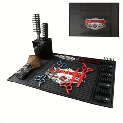 Black Barber Station Mat,Suitable for workbench scissors salon tools countertop protection mats