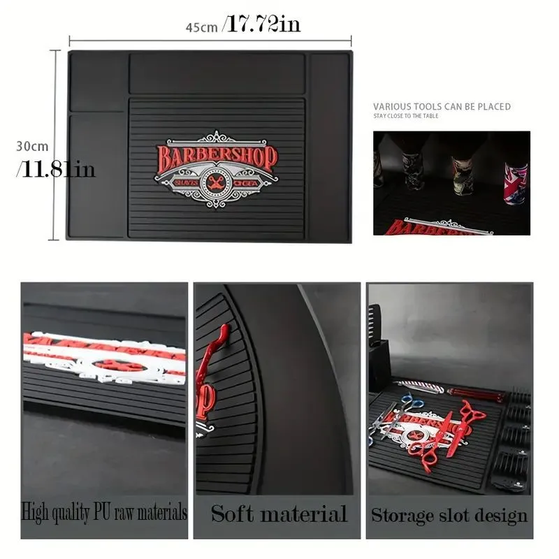 Black Barber Station Mat,Suitable for workbench scissors salon tools countertop protection mats