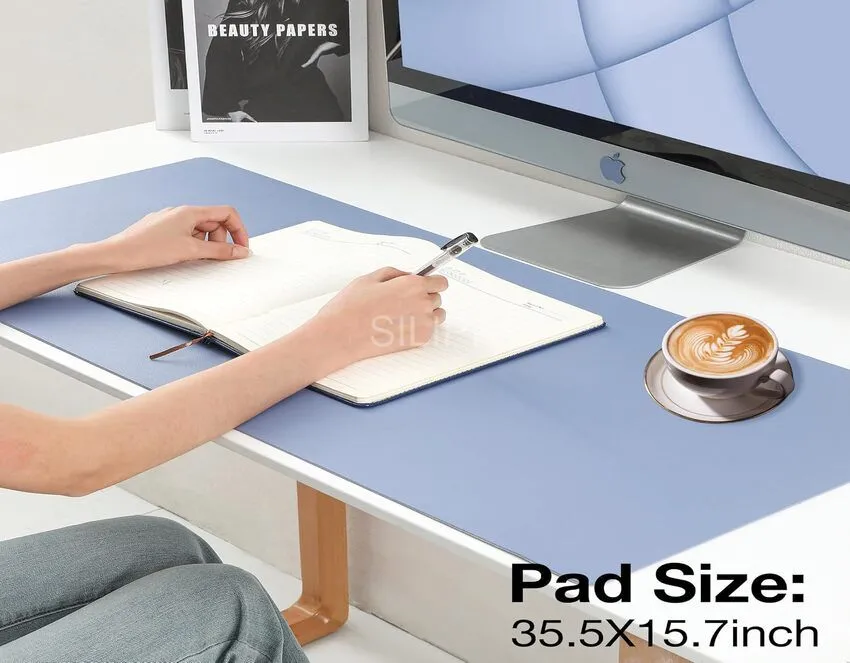 Leather Writing Mat for Table Not-Slip Gaming Mouse Pad Large Reversible Mouse Mat for Computer