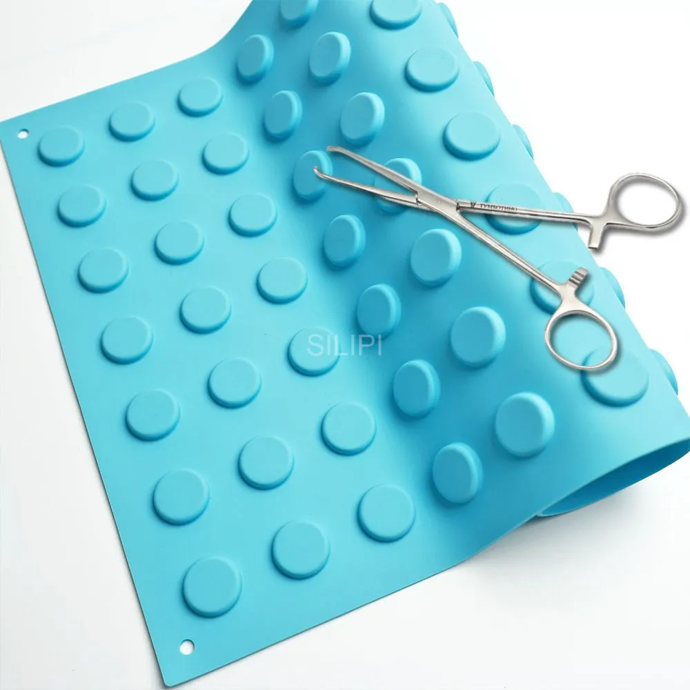 Magnetic Instruments Mat Blue Silicone Mat Silicone Mats 400mm x 300mm x 6mm for Sterilization Tray Case Box Surgical Holding Forceps