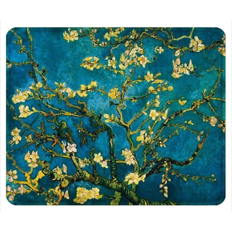 Art design blossom almond tree rectangular mouse pad