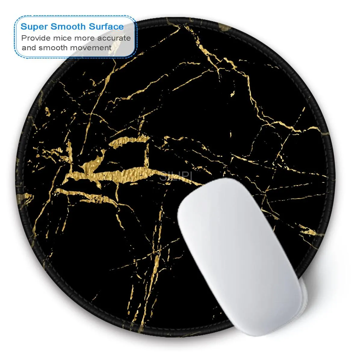 Round black marble textured mouse pad Small size 7.9 "x7.9"