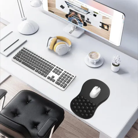 Black non-slip base massage designed ergonomic mouse pad