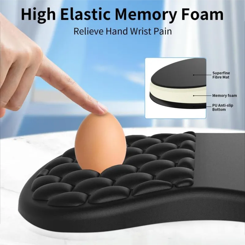 Black non-slip base massage designed ergonomic mouse pad