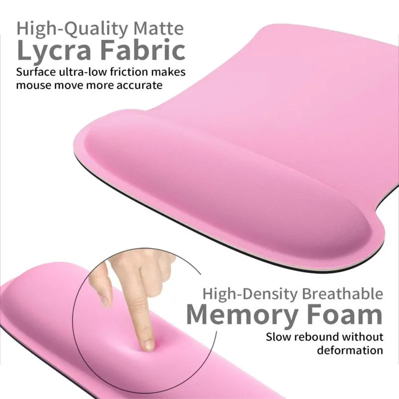 Ergonomic mouse pad wrist support and keyboard set Foam non-slip rubber base Cute mouse pad pink