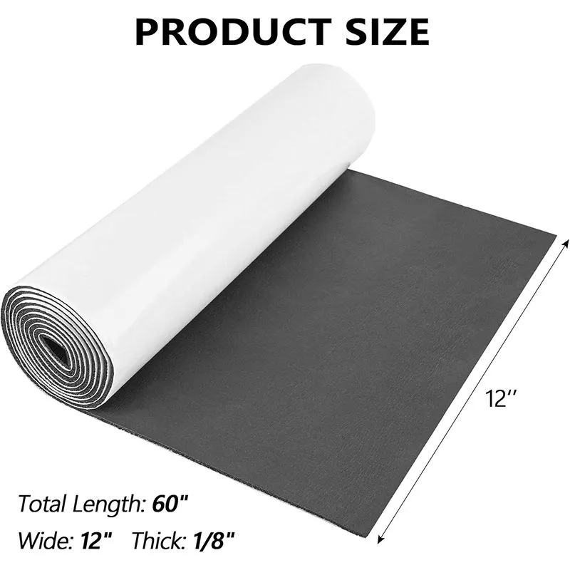 Neoprene foam rubber sheet, Multi-Function Soundproof Rubber Foam Sheet (12 in x 60 in x 1/8 in)