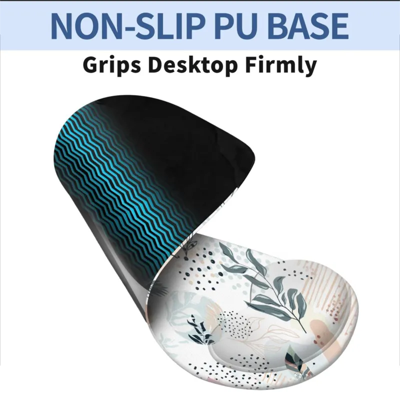 Ergonomic mouse pad with wrist support non-slip PU base for pain relief, laptop, office, home (flower)