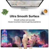 Beautiful night scene game keyboard mouse pad, non-slip rubber base table pad Waterproof mouse pad 80 cm x 30 cm