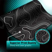 Minimalist Topographic Map Mouse Pad - black and White non-slip XXL gaming table pad