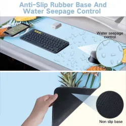 Non-slip rubber base Thick gaming mouse pad 35.4 x 15.7 x 0.12 inches pineapple pattern