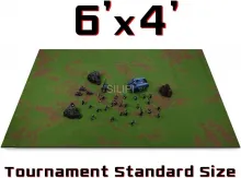 6' x 4' Open Field Grass Terrain Neoprene Tabletop Battlemat with 1.25" Hex Grid and Carrying Case