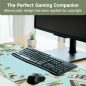 Oversized mouse pad with non-slip rubber base thick gaming mouse pad dollar pattern