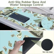 Oversized mouse pad with non-slip rubber base thick gaming mouse pad dollar pattern