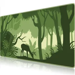 Deer pattern non-slip rubber base thick gaming mouse pad, 35.4 x 15.7 x 0.12 inches