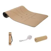 72 x 24in Cork Exercise Mat with Rubber Padding and Carrying Loop