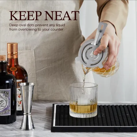 Rubber countertop home bar mat - for mixing, glass drying and spill-proofing