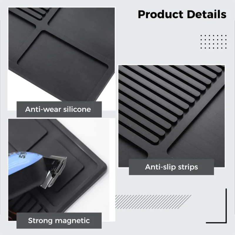 Elastic silicone hair cutting tool mat suitable for hair cutting tool storage mat, magnetic non-slip