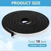 (3/5 "x1/2" X10 feet) Strong adhesive, lightweight, soundproof, weatherproof foam tape insulation seal