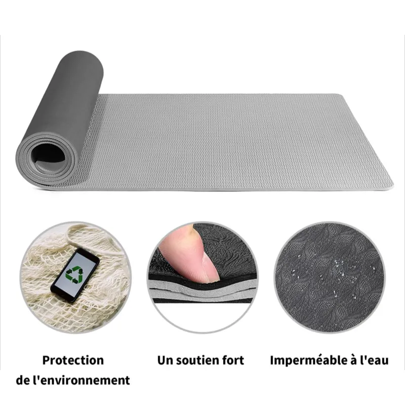 183 x 61 x 0.6 cm (grey/black) Gym mat, yoga mat, fitness mat