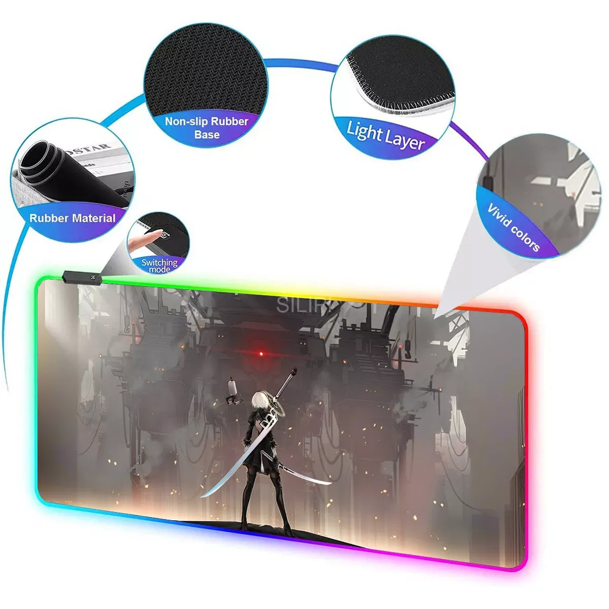 Gaming LED thickened edging light up mouse pad