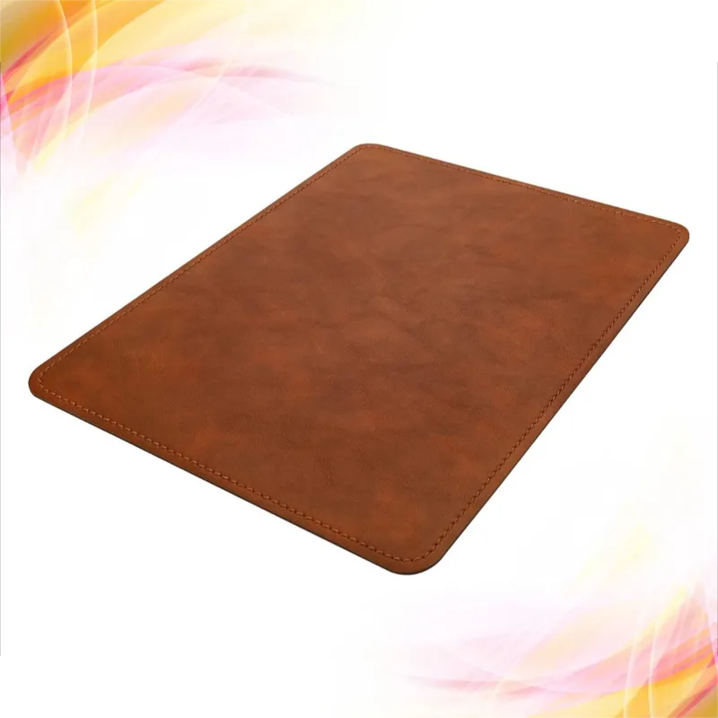 Microfiber base with stitched edges non-slip waterproof PU leather mouse pad