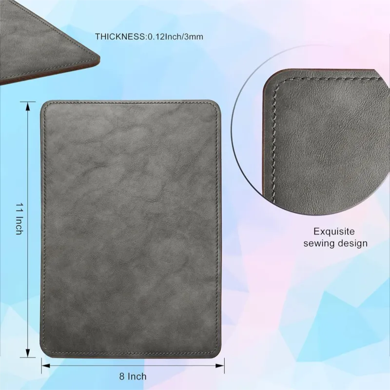 Microfiber base with stitched edges non-slip waterproof PU leather mouse pad