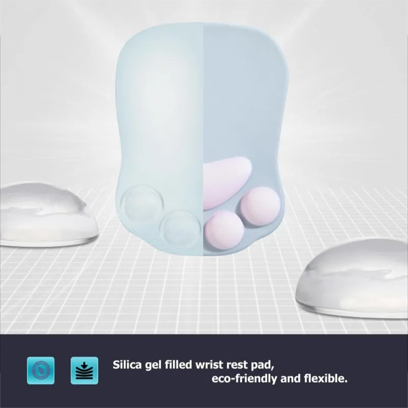 3D silicone gel cat paw mouse pad with wrist support