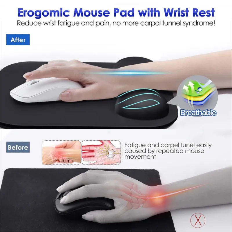 Large smooth microfiber memory foam ergonomic mouse pad