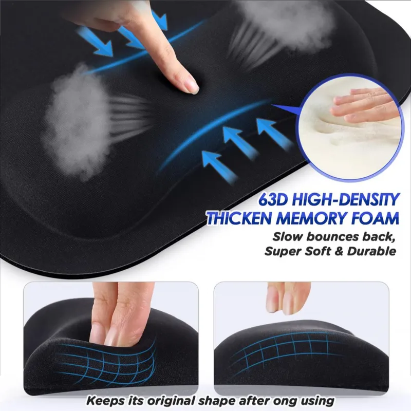 Large smooth microfiber memory foam ergonomic mouse pad