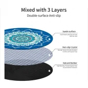 Circular yoga mat with 140 cm diameter natural rubber non-slip base