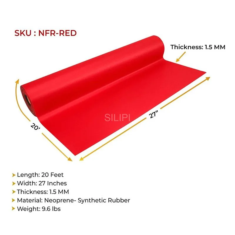 Red Neoprene Floor Protection Runner 27" X 20' X 1.5MM