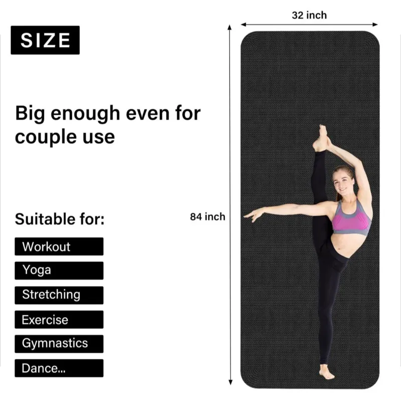 84 "x 30" (about 213.4 cm x 76.2 cm) oversized and long wide yoga mat