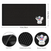 SILIPI Customized Logo Black Barber Tool Mat 11.8" x5.9" Barber Station Mat